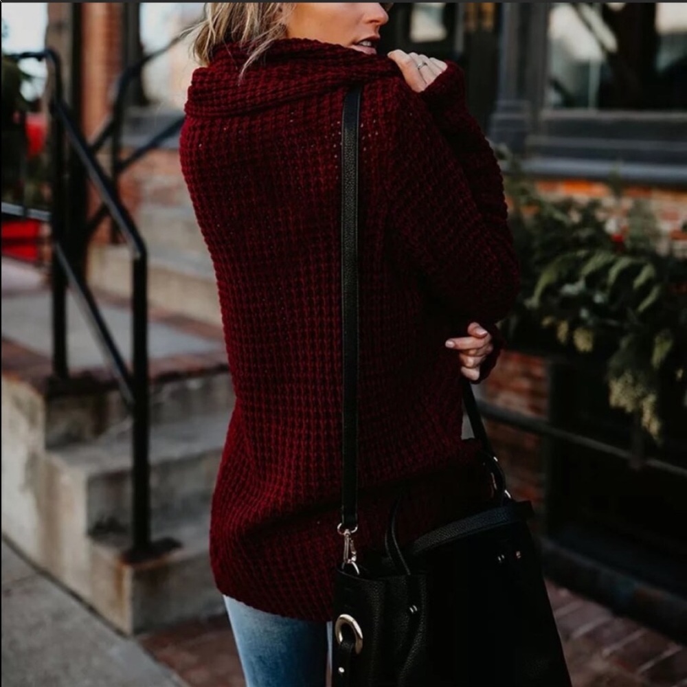 2 LEFT🔥NWT WINE RED BUTTONED EMBELLISHED SWEATER - Picture 4 of 6